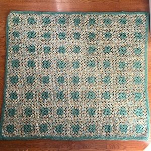 Vintage Baby 1980s Granny Square Throw Baby Afghan